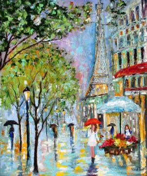 Landscapes Painting - umbrellas under effel tower